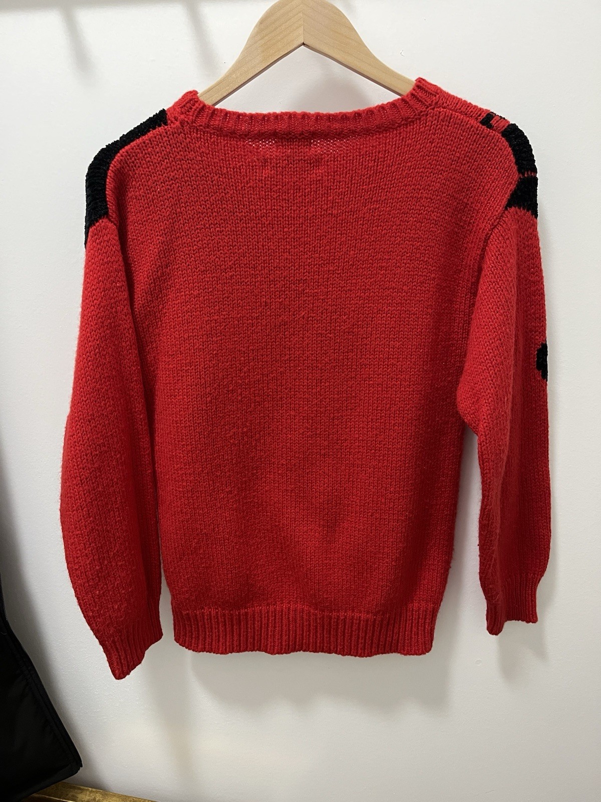 On Cue Women’s Vintage Red Knitted Sweater with Black Panther Design