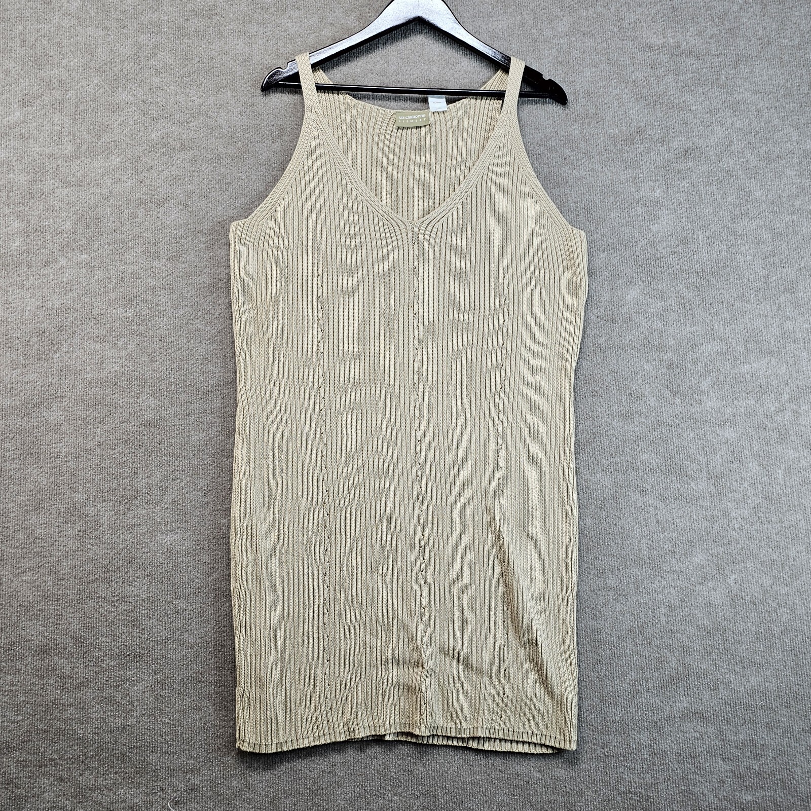 Vintage Liz Claiborne knit tank beachy slip sexy mini bodycon dress Size Large