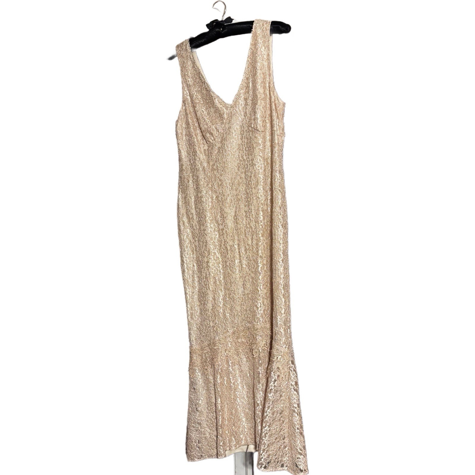 Vintage 😍 Lace S.L. Fashions Champagne Sleeveless Slip Maxi Dress 20” Across 12