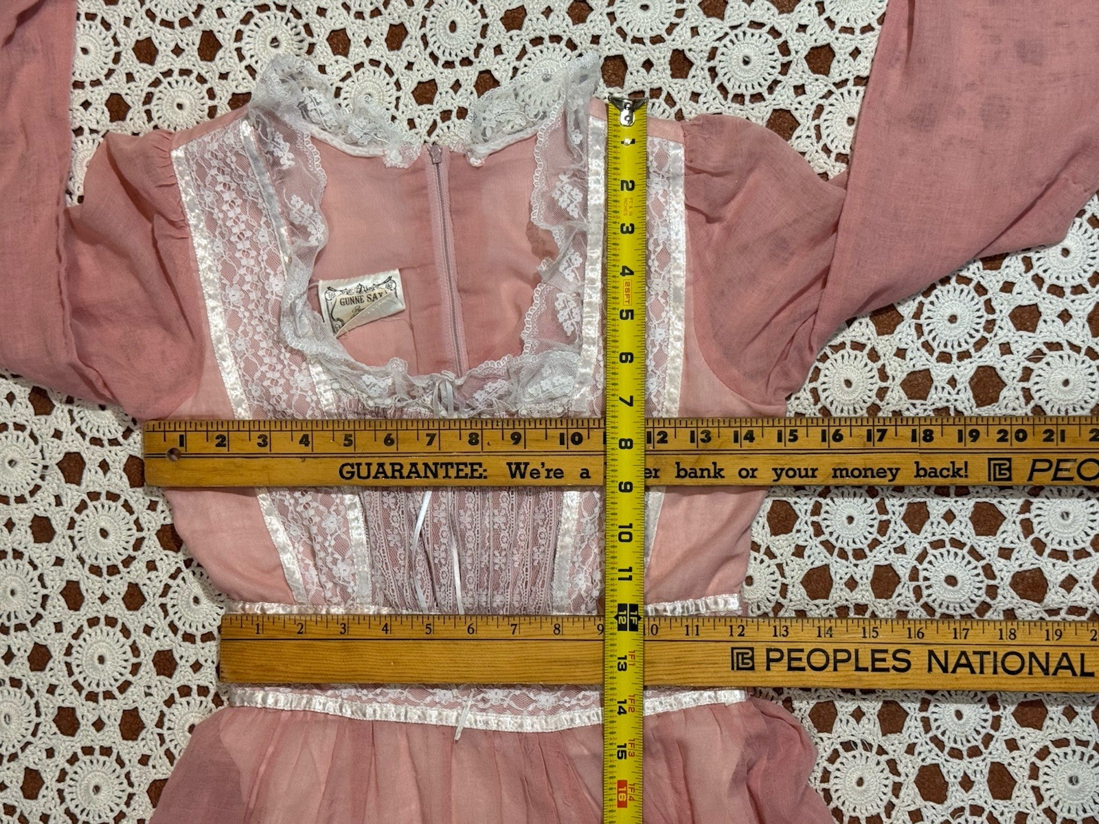 Vintage Gunne Sax Dress Maxi Pink Rose Sheer Lined Renaissance Romantic As Is