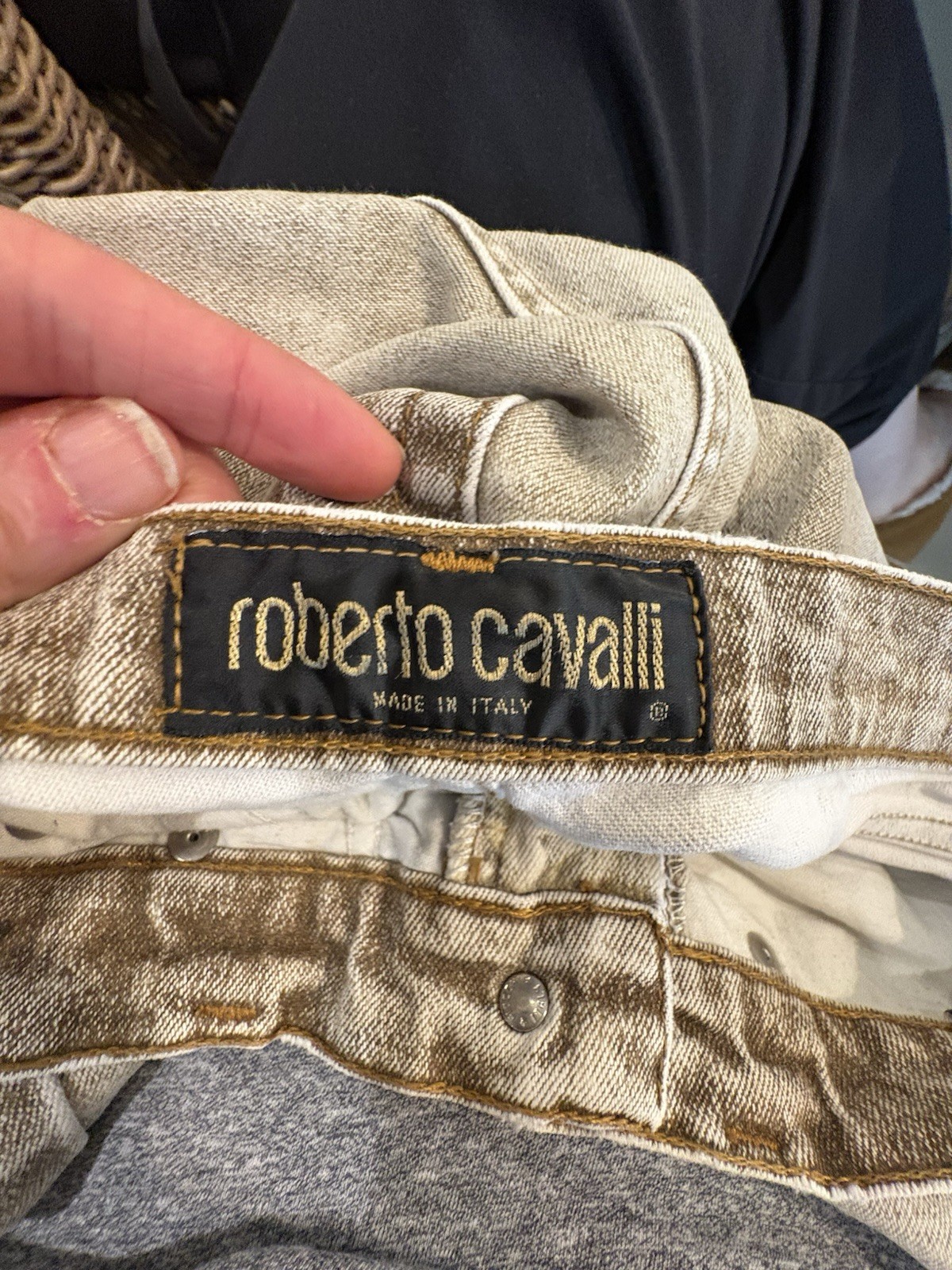 Vintage 90s Rare ROBERTO CAVALLI Distressed Floral Jeans Denim Women’s S