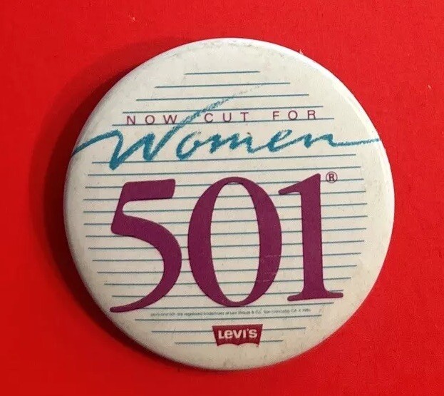 Vintage 1980’s Women’s LEVIS 501 Button Down Jeans Button (2″ Pin Back) 80’s
