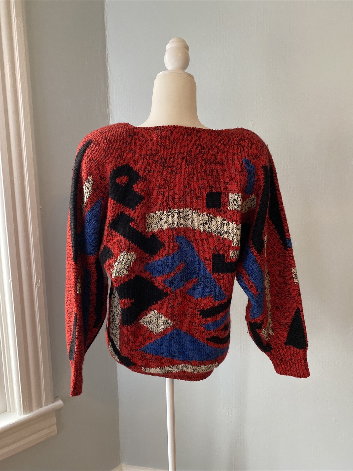 S.S.G. Catharine Lover size M Red wool/cotton retro 80s Vtg Sweater