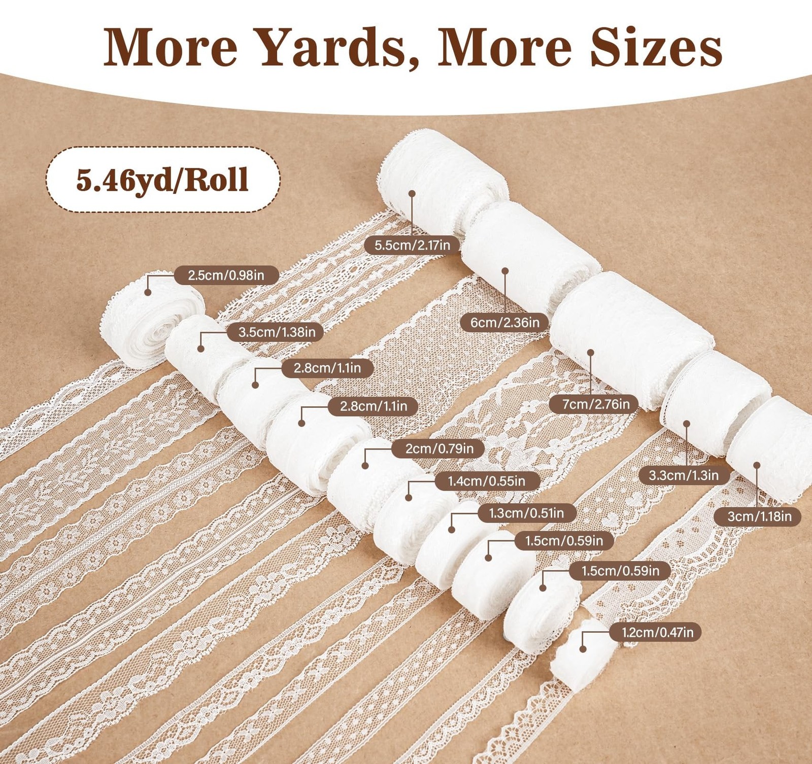 ilauke 82 Yards White Lace Ribbon 15 Rolls Vintage Lace Trims | Lace with Ass…