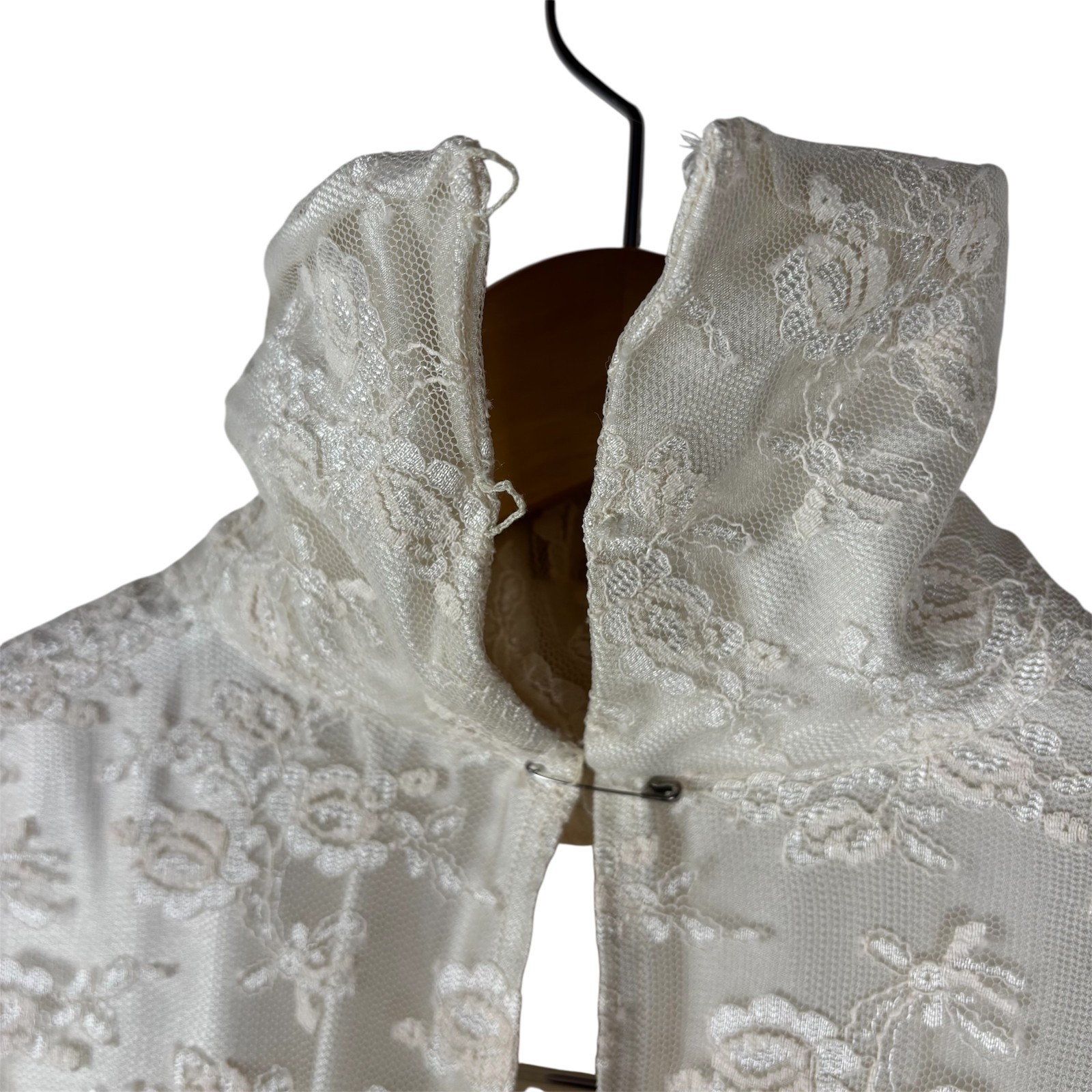 Vintage 1970s Handmade Wedding Dress Ivory Lace Edwardian Revival Cottagecore