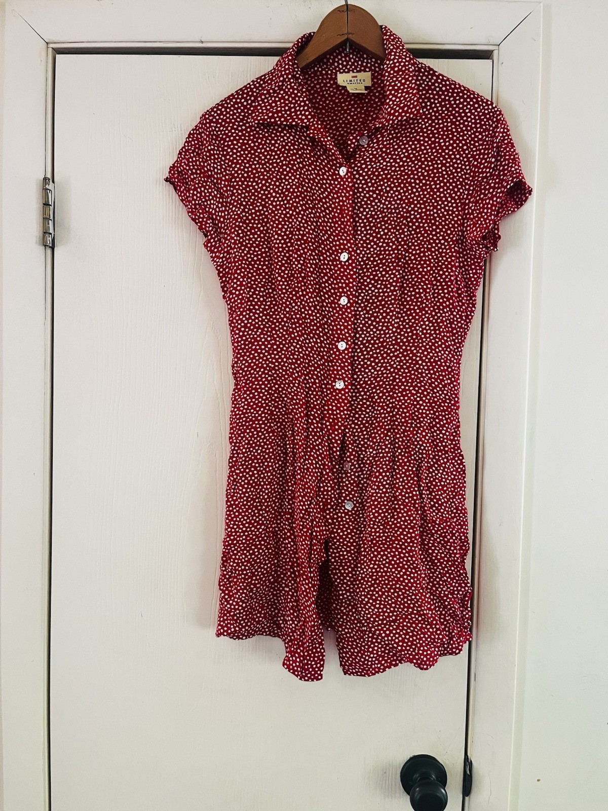 VTG 90s Rayon Rachel Green Polka Dot The Limited Mini Grunge Dress M
