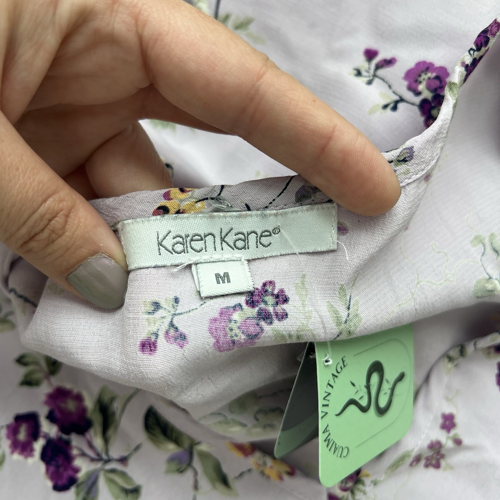 Vintage Karen Kane lavender purple floral mini dress Md