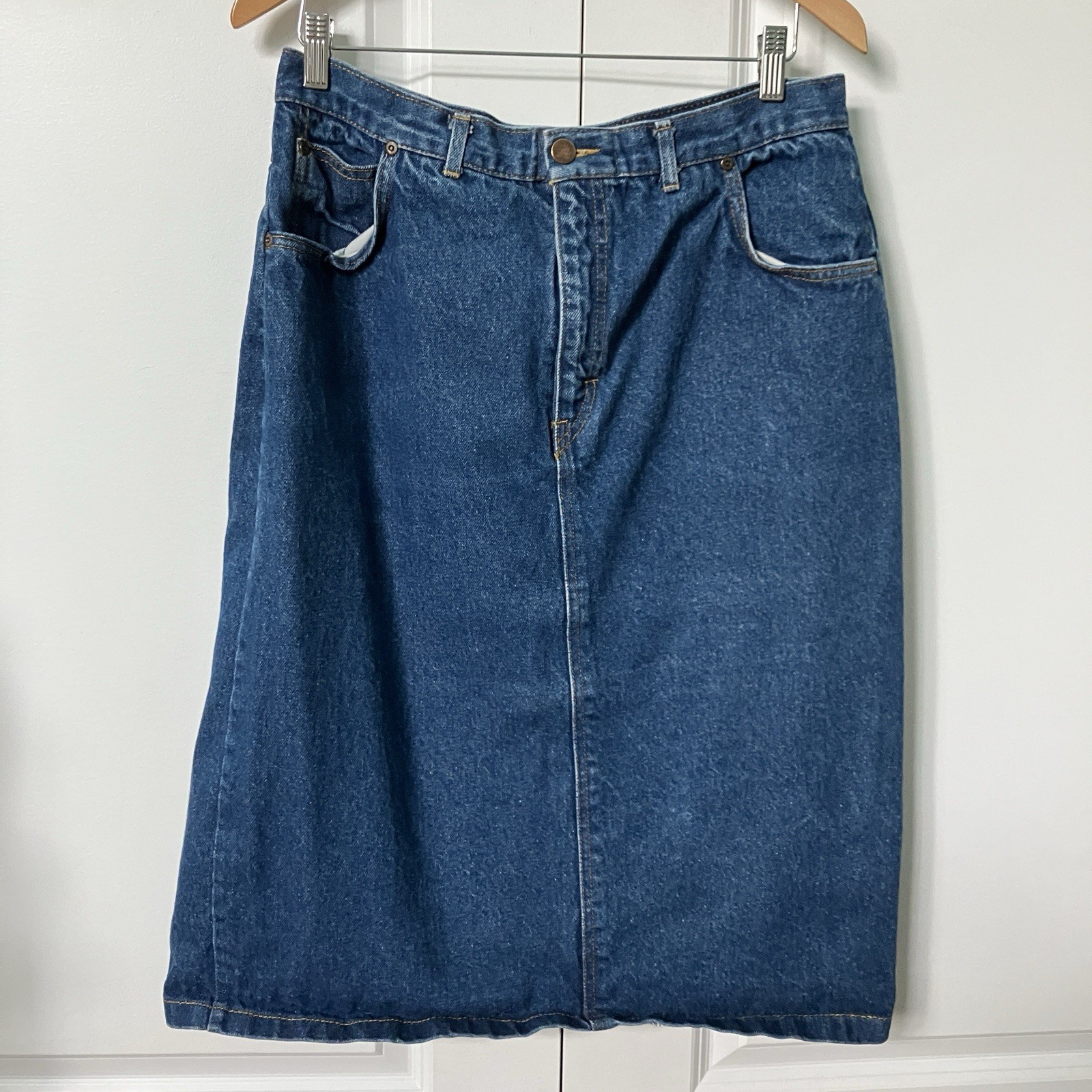 Vintage Denim Pencil Skirt A-line 90s Western Cowgirl Blue Jean Mini Womens