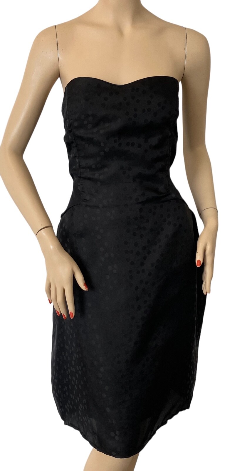 Vintage CAROLINA HERRERA Black 80s 90s Strapless Cocktail Dress Small Top Video