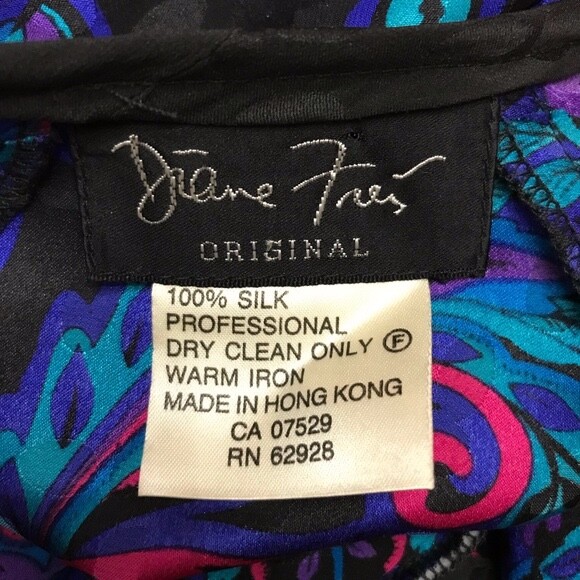 Vintage Diane Freis Multi-color Midi Floral Paisley Silk Dress Size 8/10 Medium