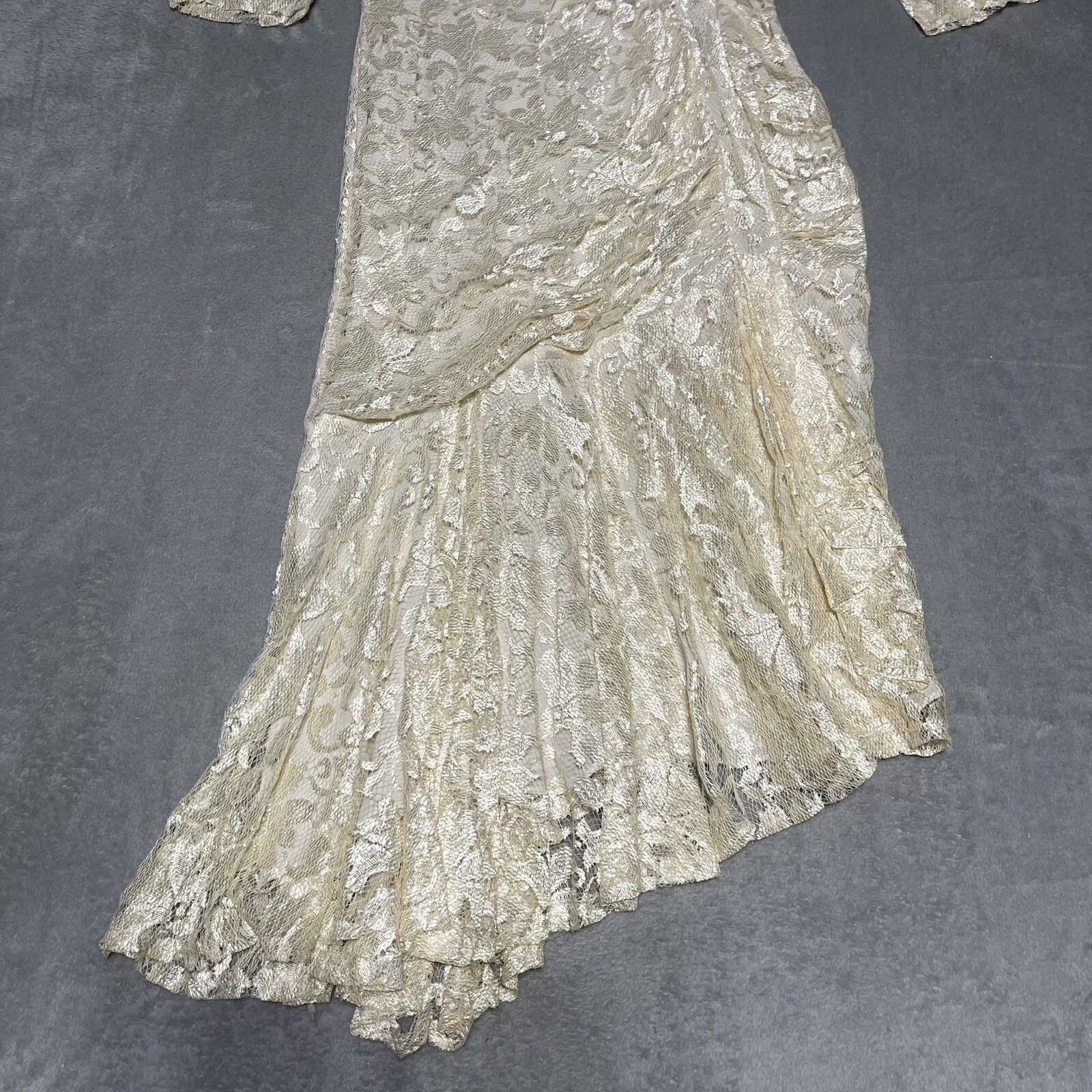 Vintage Ala Carte California Dress Womens 80s Cream Lace Party Prom Wedding