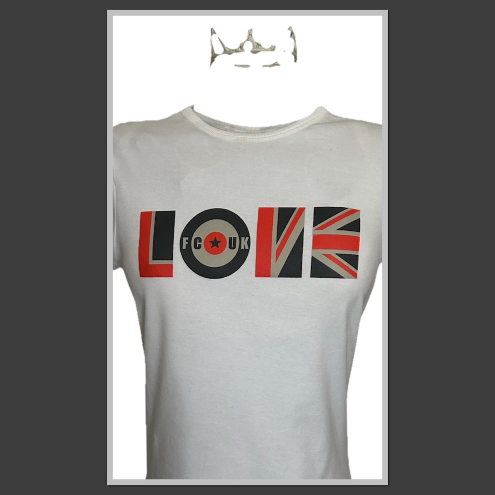 Rare Vintage French Connection UK Junior White Tee Shirt LOVE 🇬🇧 FCUK Size L