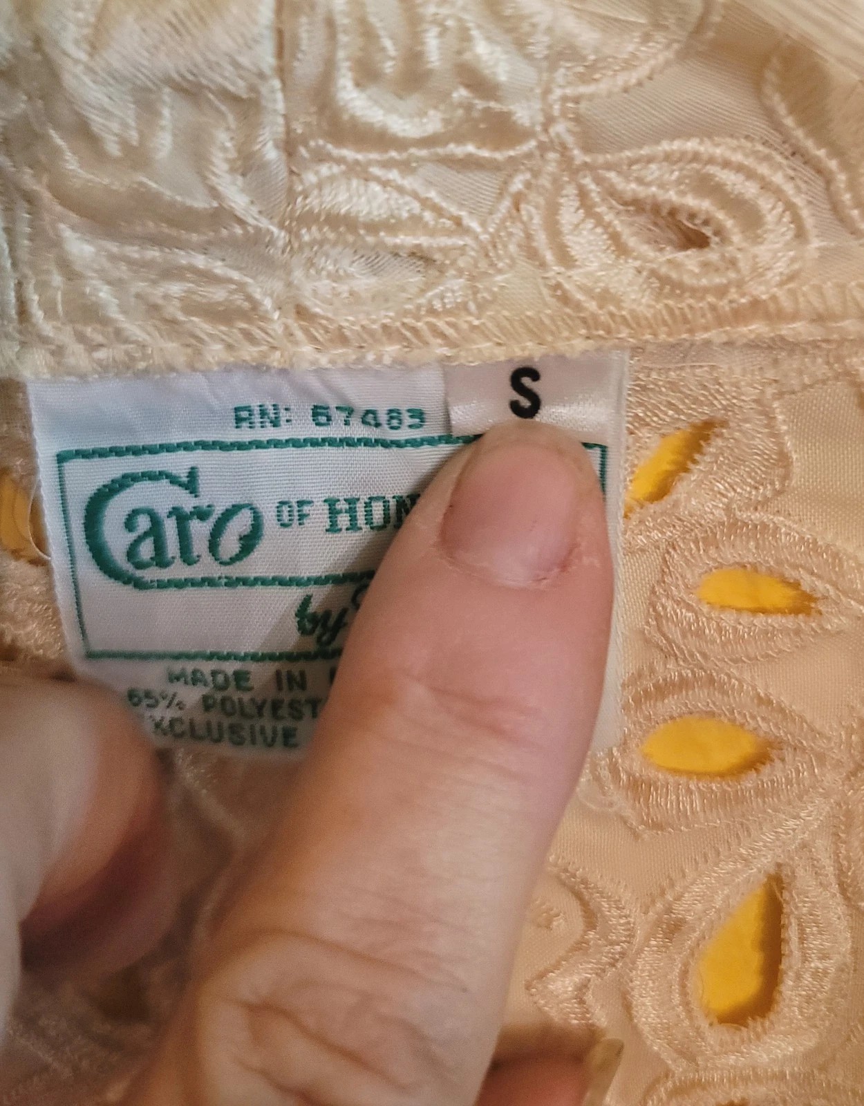 Vintage Caro of Honolulu Jacket Eyelet Embroidered Lace Open Front Ivory Size S