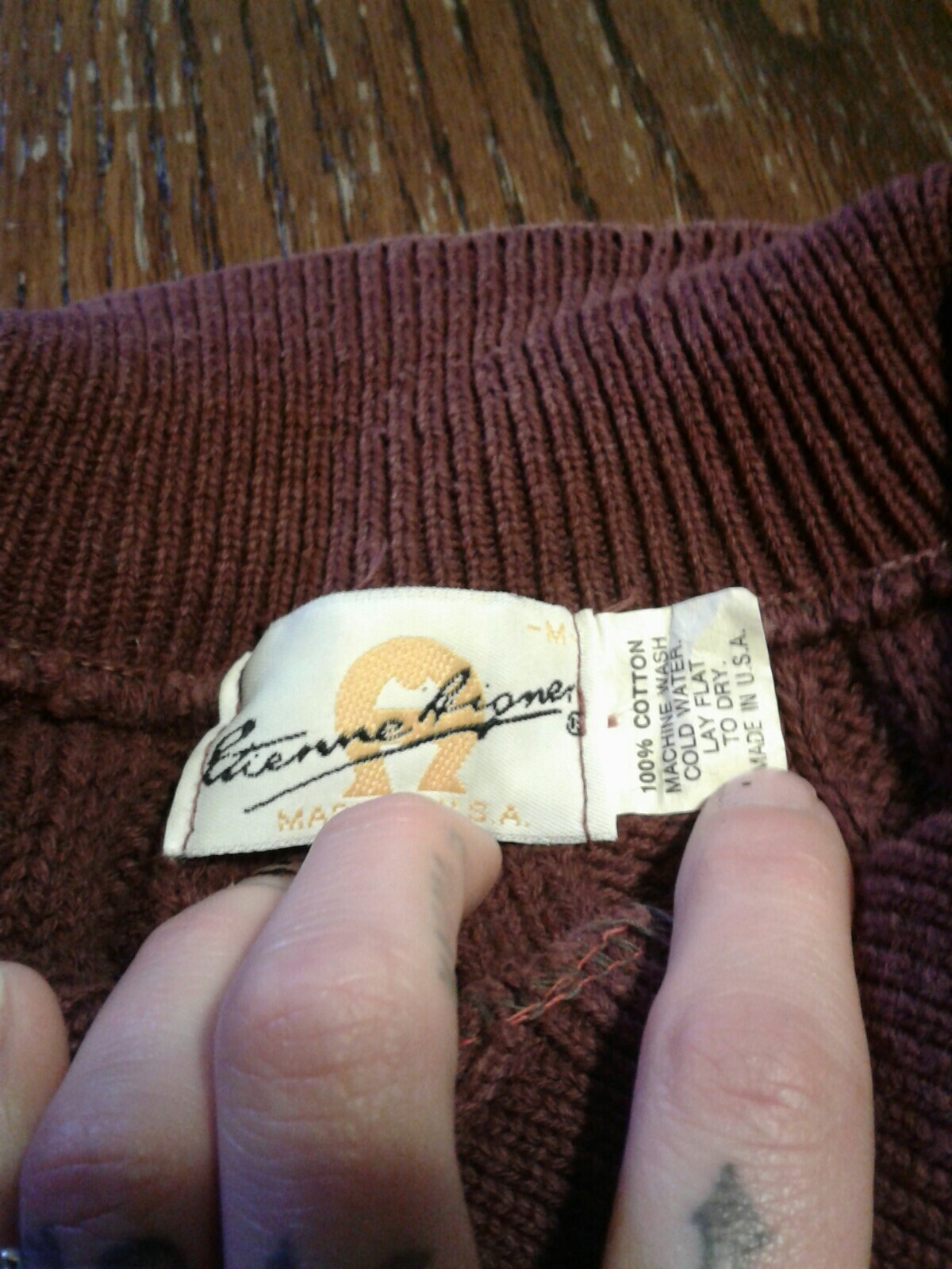 Vintage Etienne Aigner Purple Knit Pullover Sweater Size M Cotton (cb35)