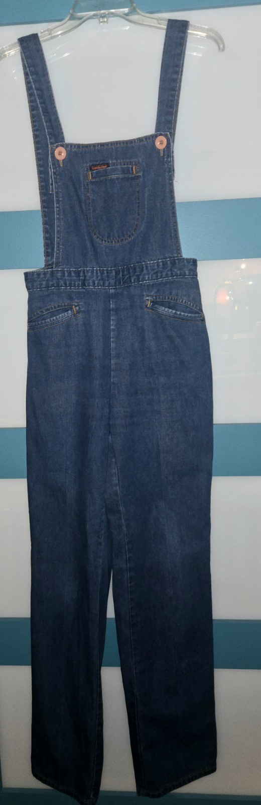 VINTAGE 70S LANDLUBBER OVERALLS JEANS DENIM 28 × 30 9 RARE BOSTON MASS USA EXC
