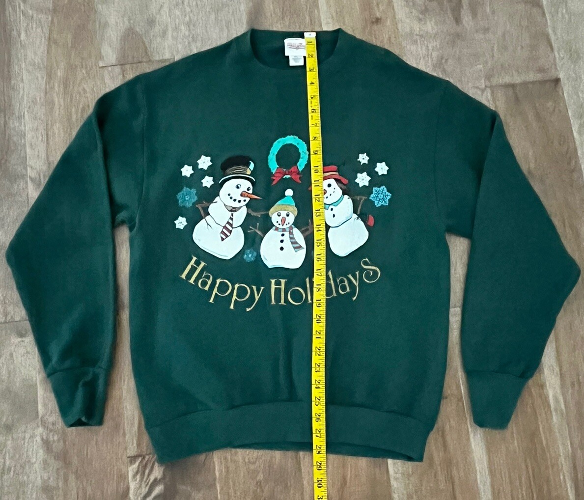 Vintage Women’s Christmas Holiday Sweatshirt Size M Textured Snowman 90s