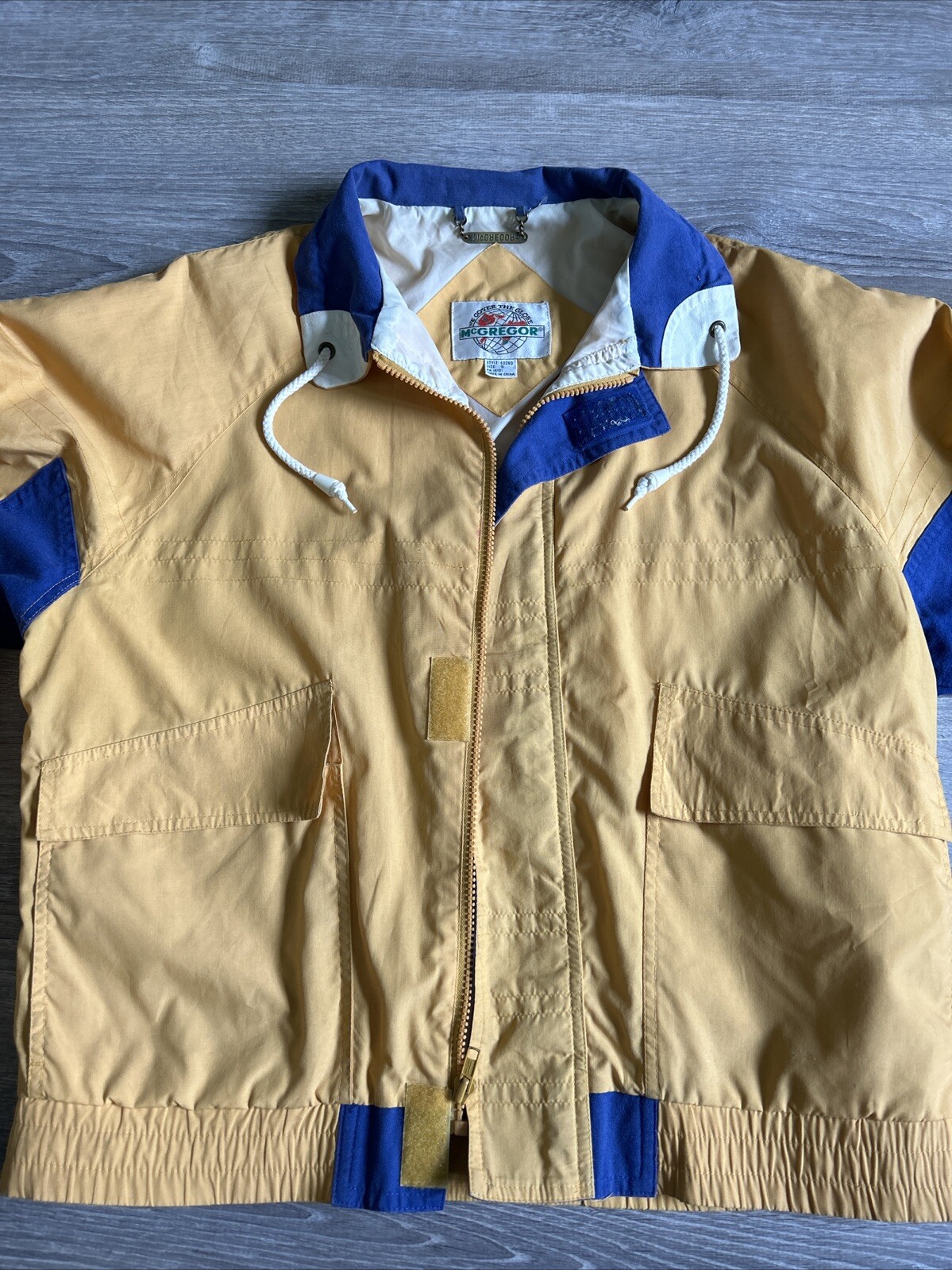 VTG ~ 1980s ~ McGregor Anti-Breeze Yellow & Blue Bomber Style Windbreaker Sz. S