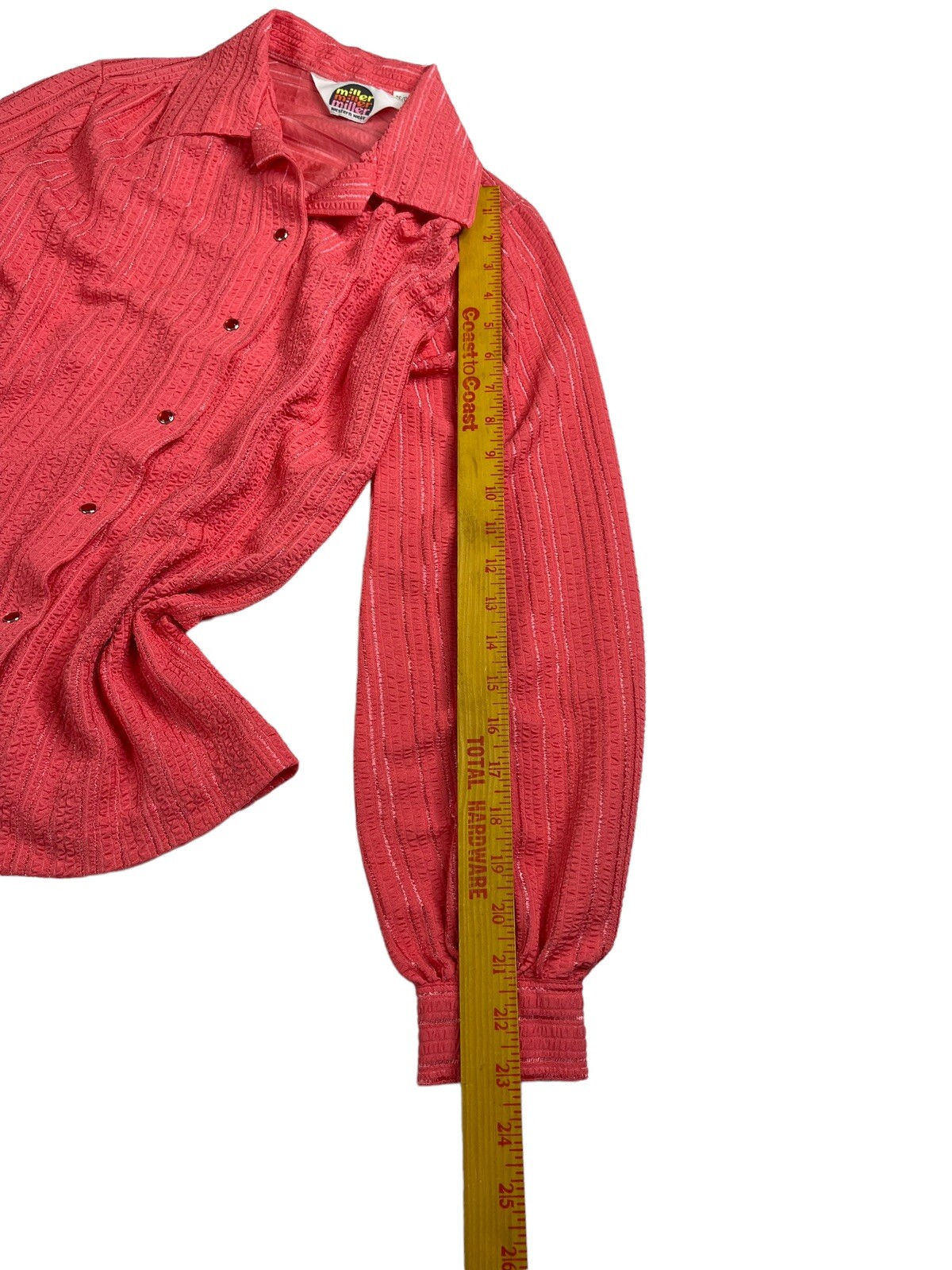 vintage miller western shirt Womens 10 / 32 Coral Polyester Knit Snap