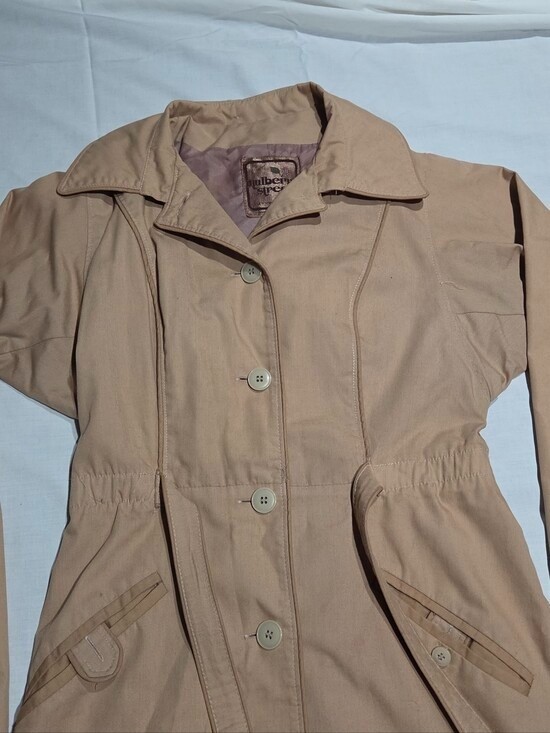 Vintage 1970s Mulberry Street Tan Trench Coat XS