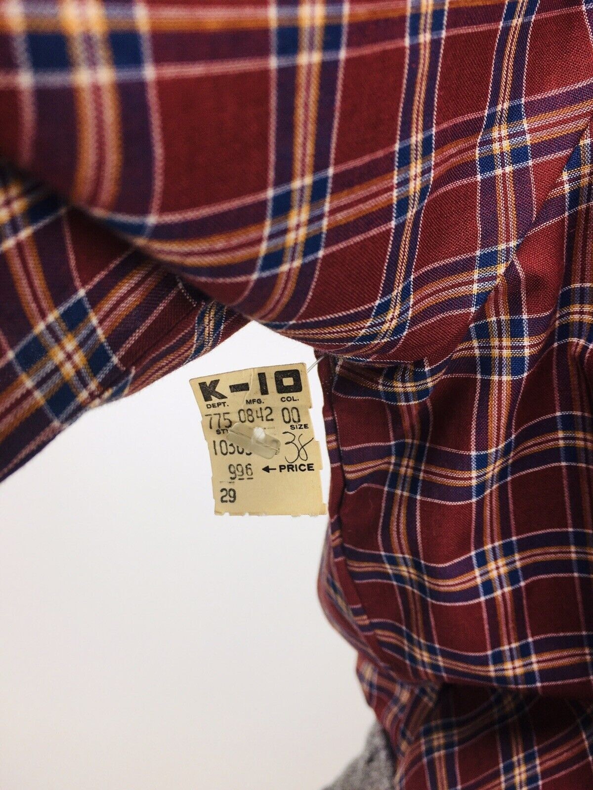 Vintage 80s Boho Western Cowgirl Plaid Ruffle Front Button-Down Blouse NEW