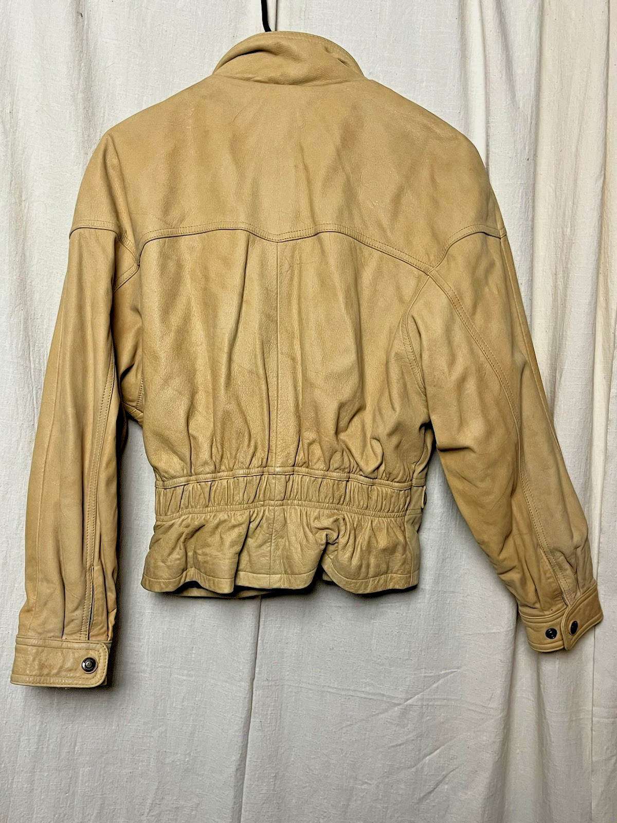 Vintage WILSONS Adventure Bound BEIGE BUFF Leather JACKET Small KOREA