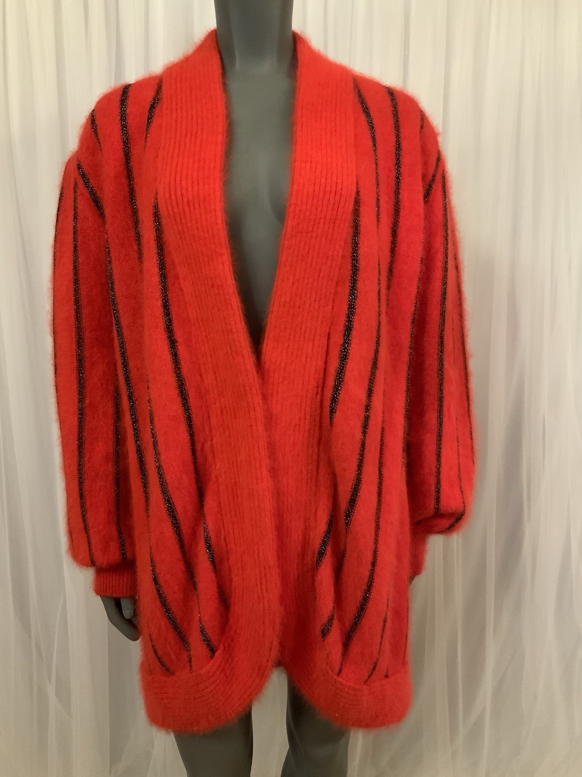 VTG 80’s Starlight Design 80% Angora Rabbit Hair Cardigan Sweater Women’s L Rare