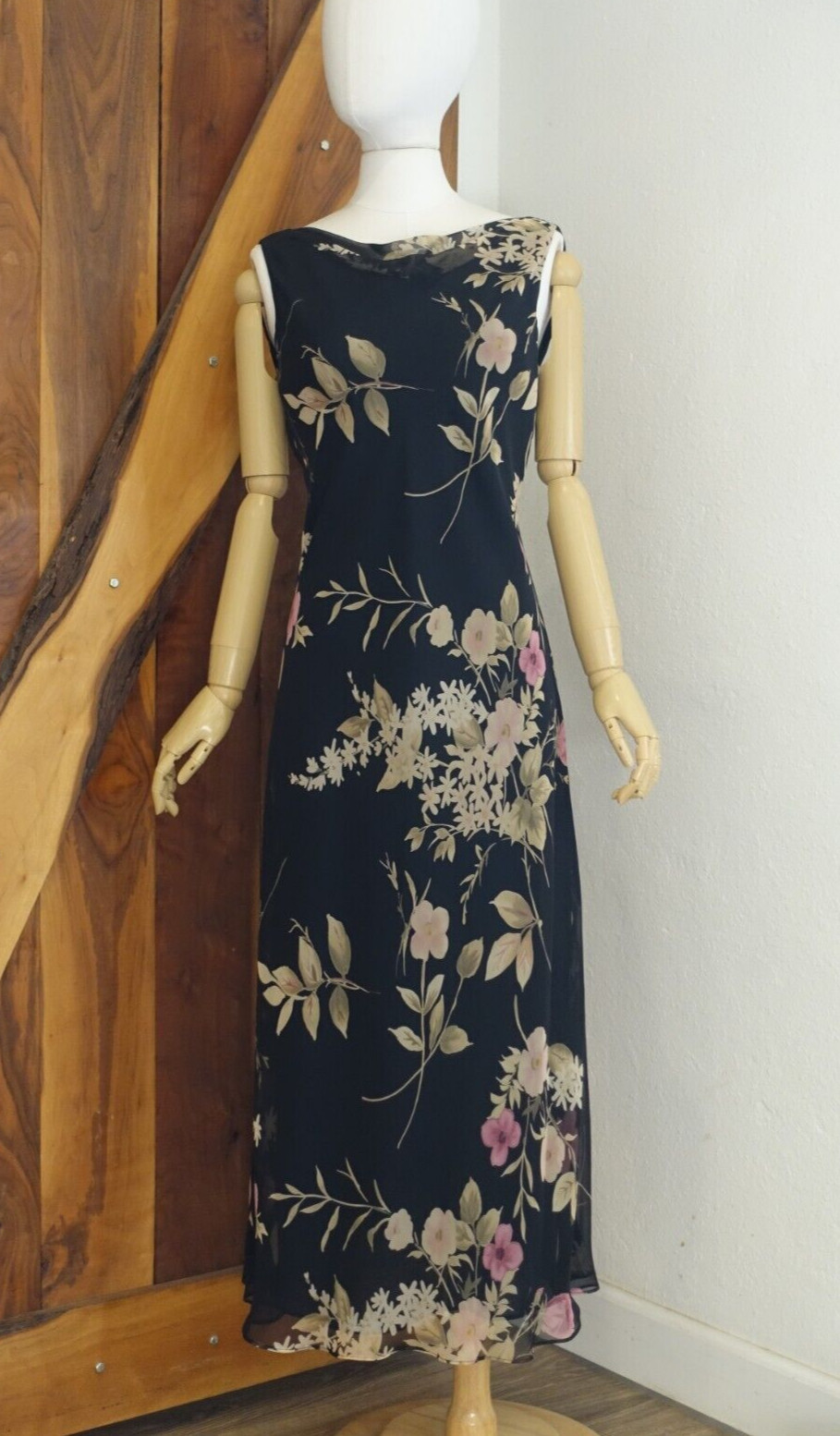 vintage 90s floral slip dress, Donna Ricco, Medium, cowl neck dress
