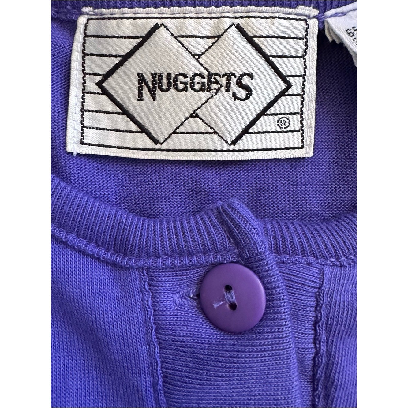 NWT Vintage 80’s Nuggets Purple Button-Front Short Sleeve Crop Cardigan Top M/L