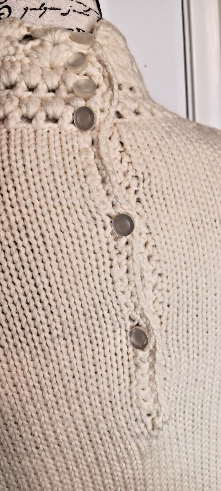 Vintage Phil Rose of California Hand Knit Cream Sweatershift Dress, Medium READ