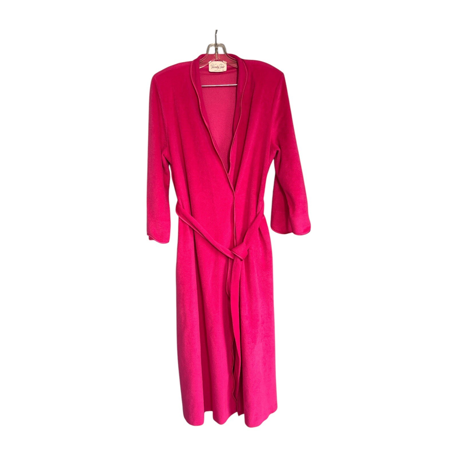 Vintage Vanity FAIR Pink Fuchsia Robe House Coat Wrap Around Pockets ￼