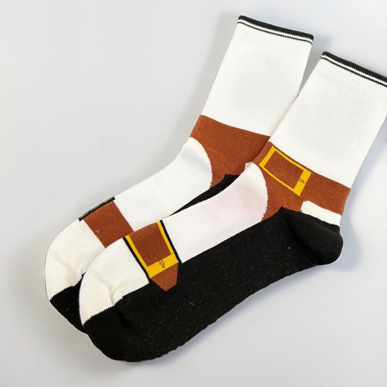 Vintage Brown/ Gold Buckle Womens Crew Socks 9-11 New Old Stock 90s 80s Y2K.