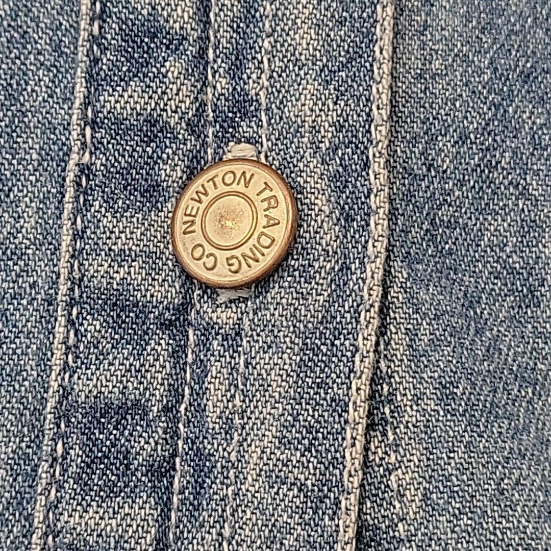 Vintage Denim Shirt L Hong Kong Button Up 100% Cotton Newton Trading Co