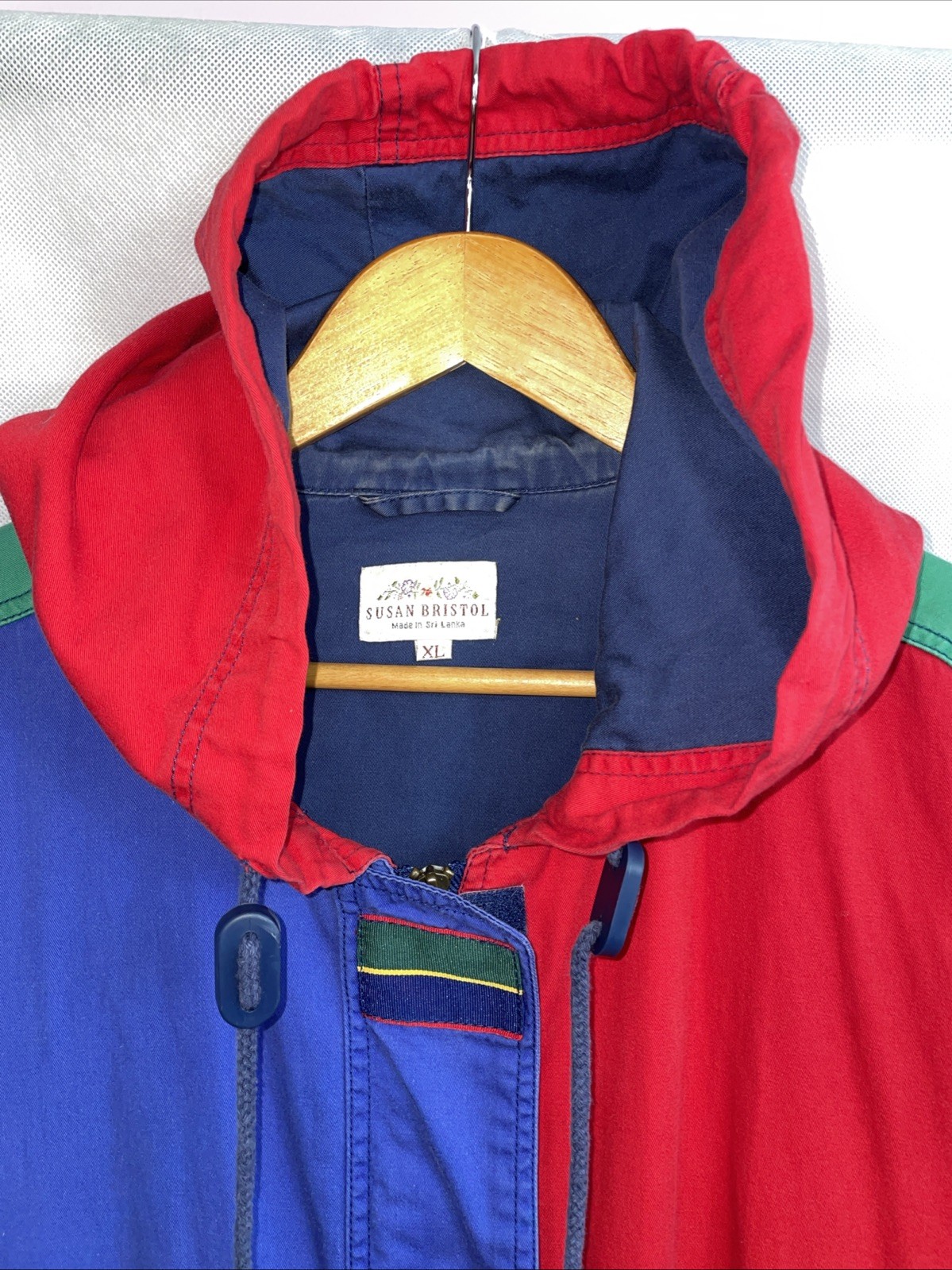 Vintage Susan Bristol Jacket Color Block Hooded Teacher 90s Primary Size XL