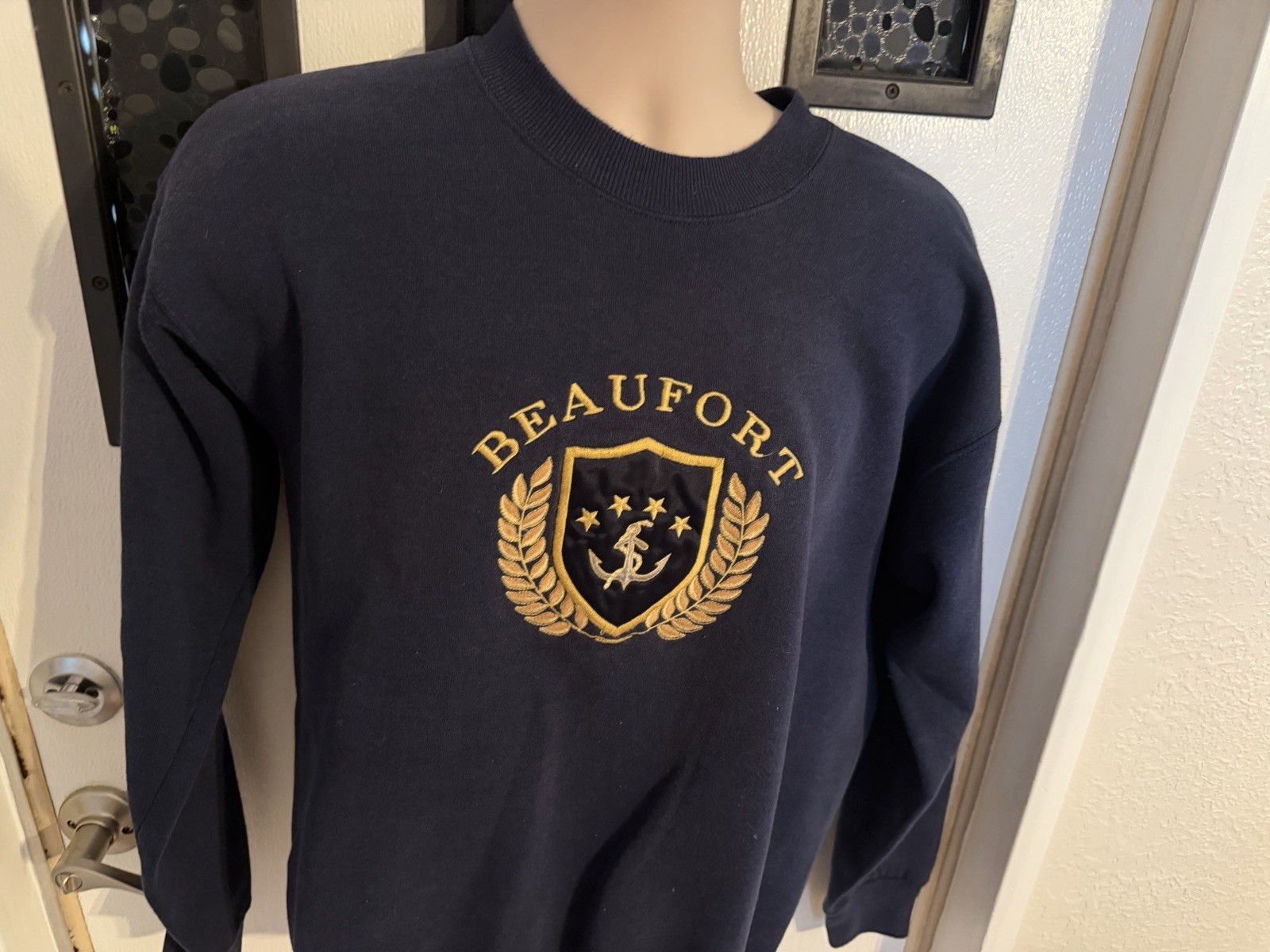 Vintage 90s Beaufort Sweatshirt Navy Tourist Embroidered Country Club Nwot