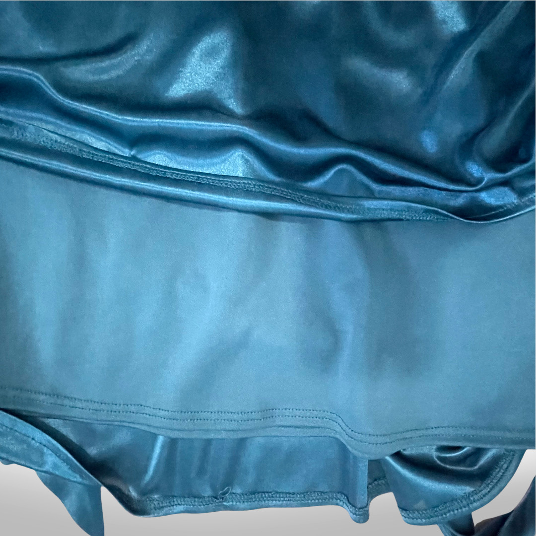 Blue Satin Halter Cocktail Dress Convertible Wrap Y2K Frederick’s Hollywood S/M