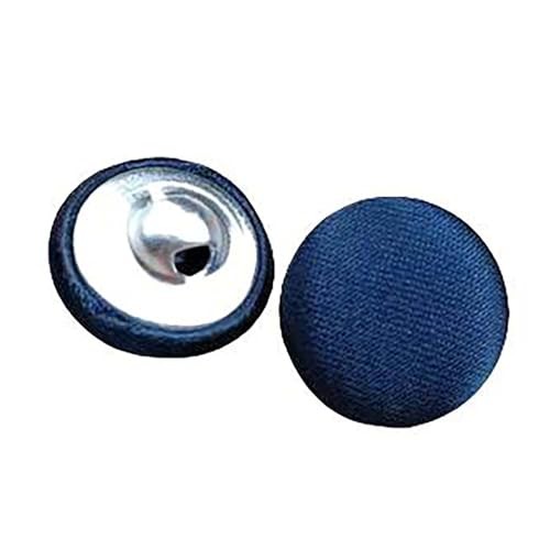 20 Pcs Satin Covered Metal Shank Buttons Cloth Buttons for 10mm Navy Blue 2
