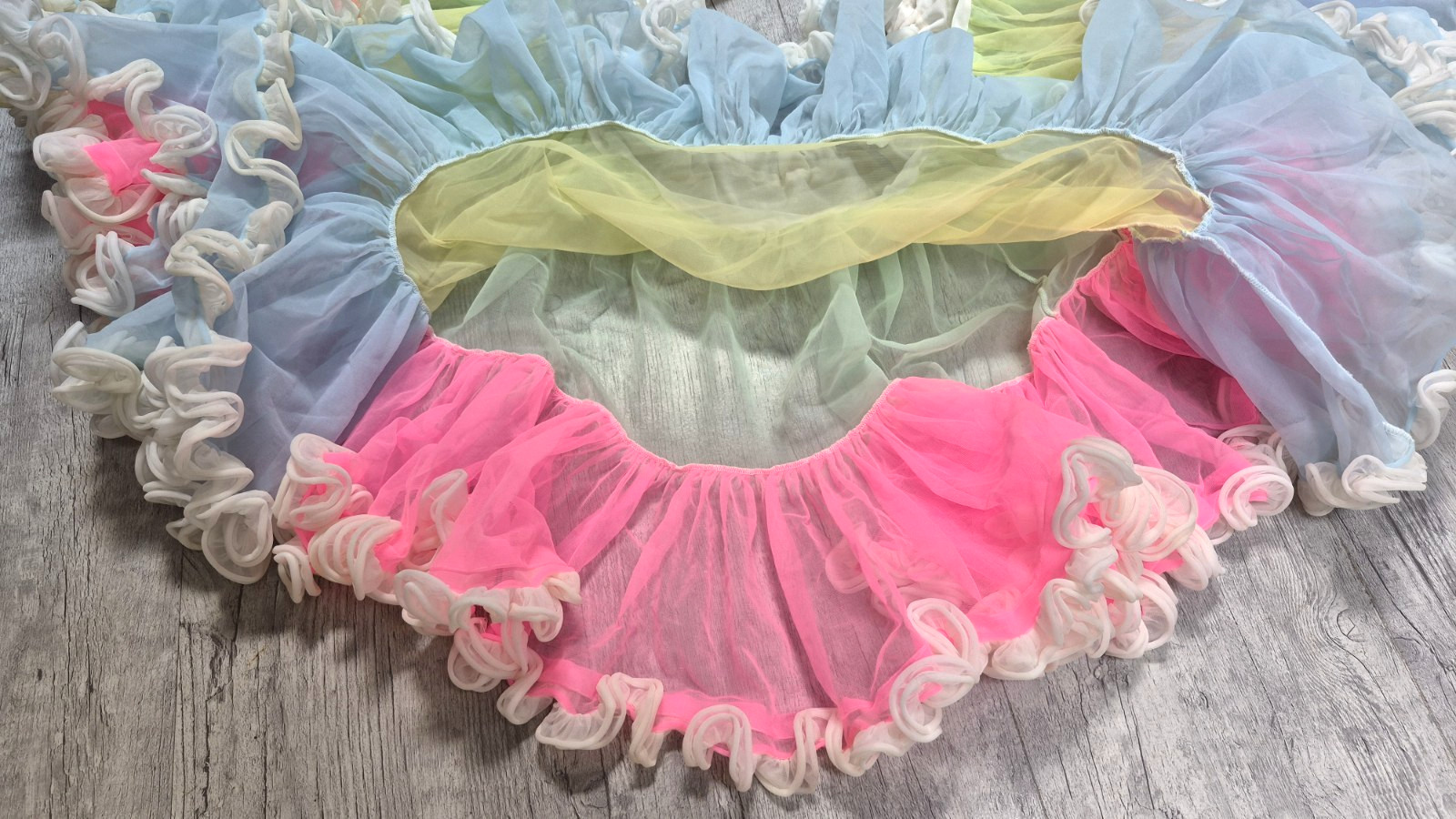 Vintage NEON Pink Blue Yellow Green Petticoat One Size Fits All Nylon