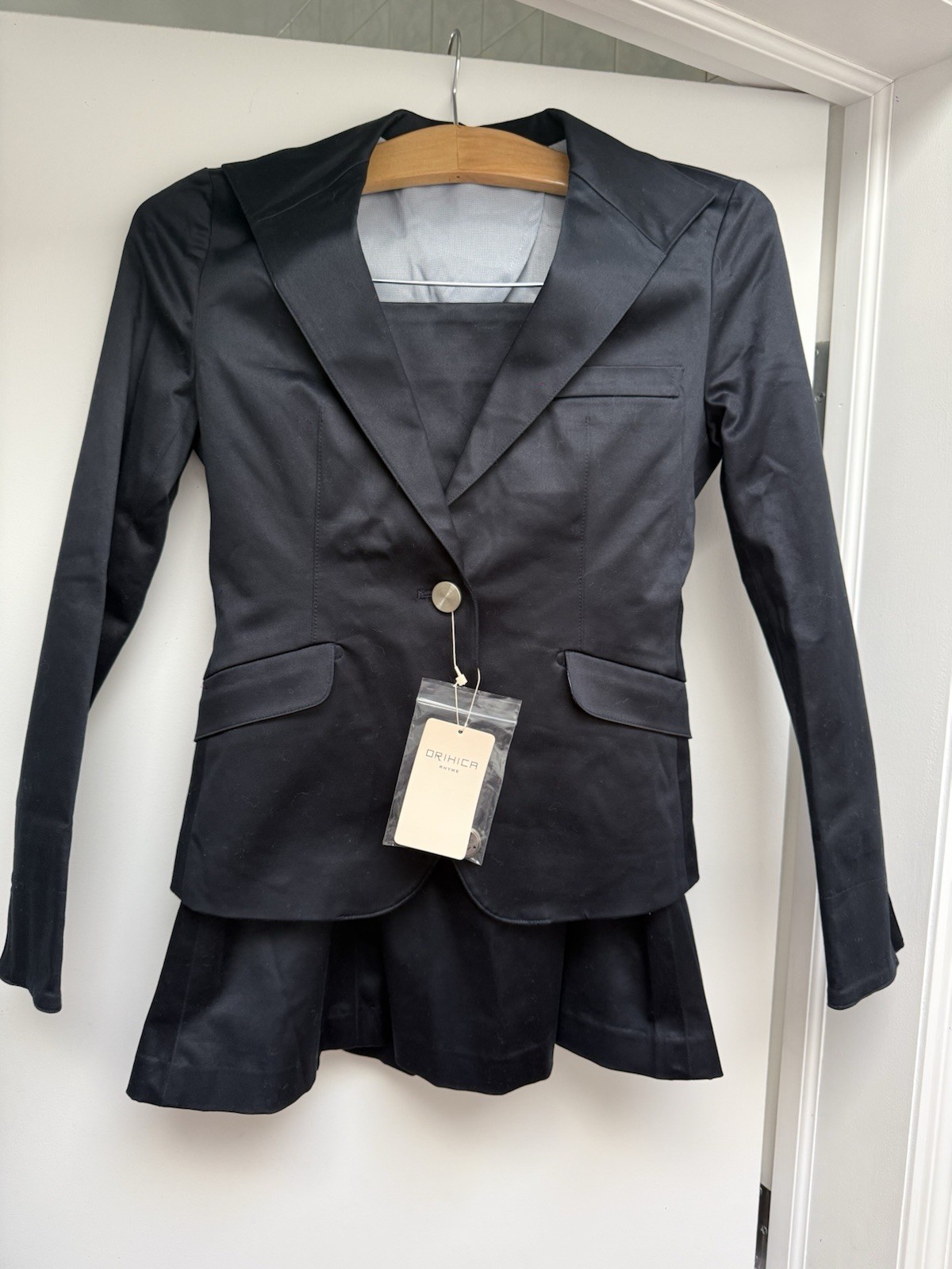 Brand New with Tags ORIHICAR Japan Navy Blue Tailored Blazer + Mini Skirt Set