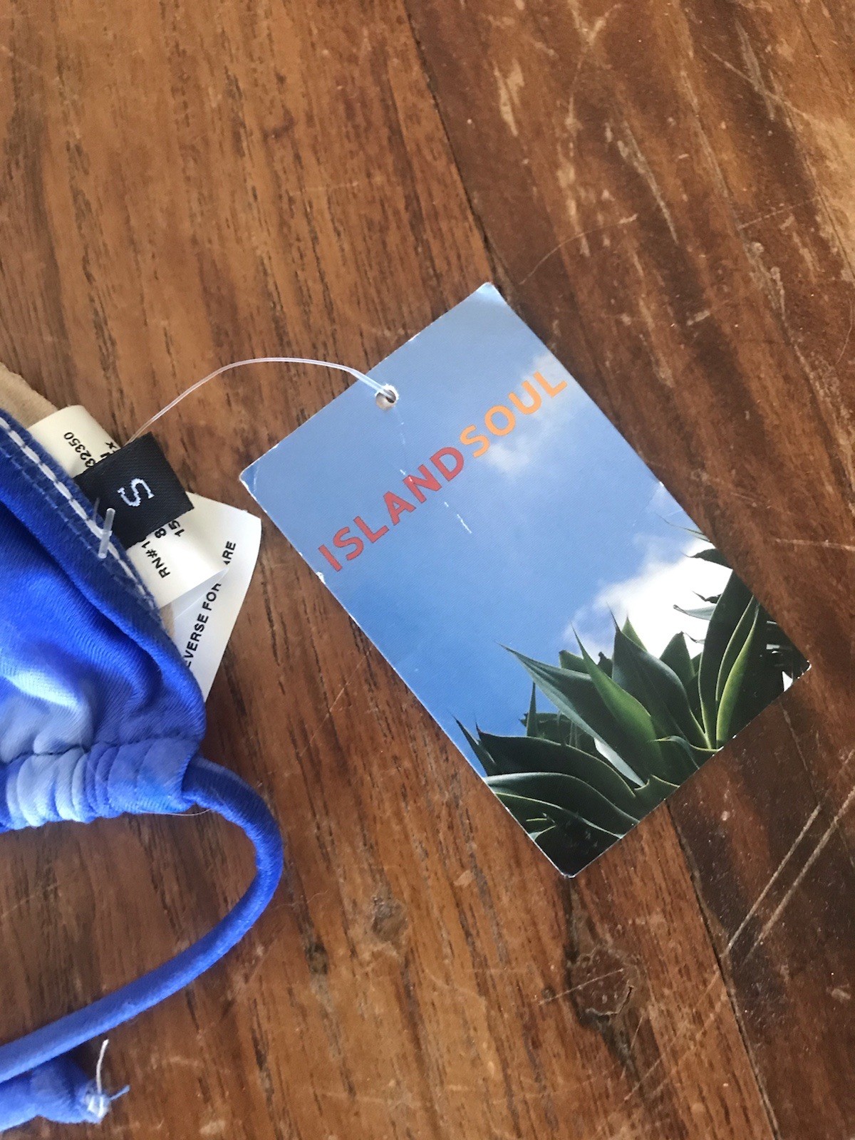 VTG 90s Y2k DEADSTOCK blue tropical floral string bikini original tags attached