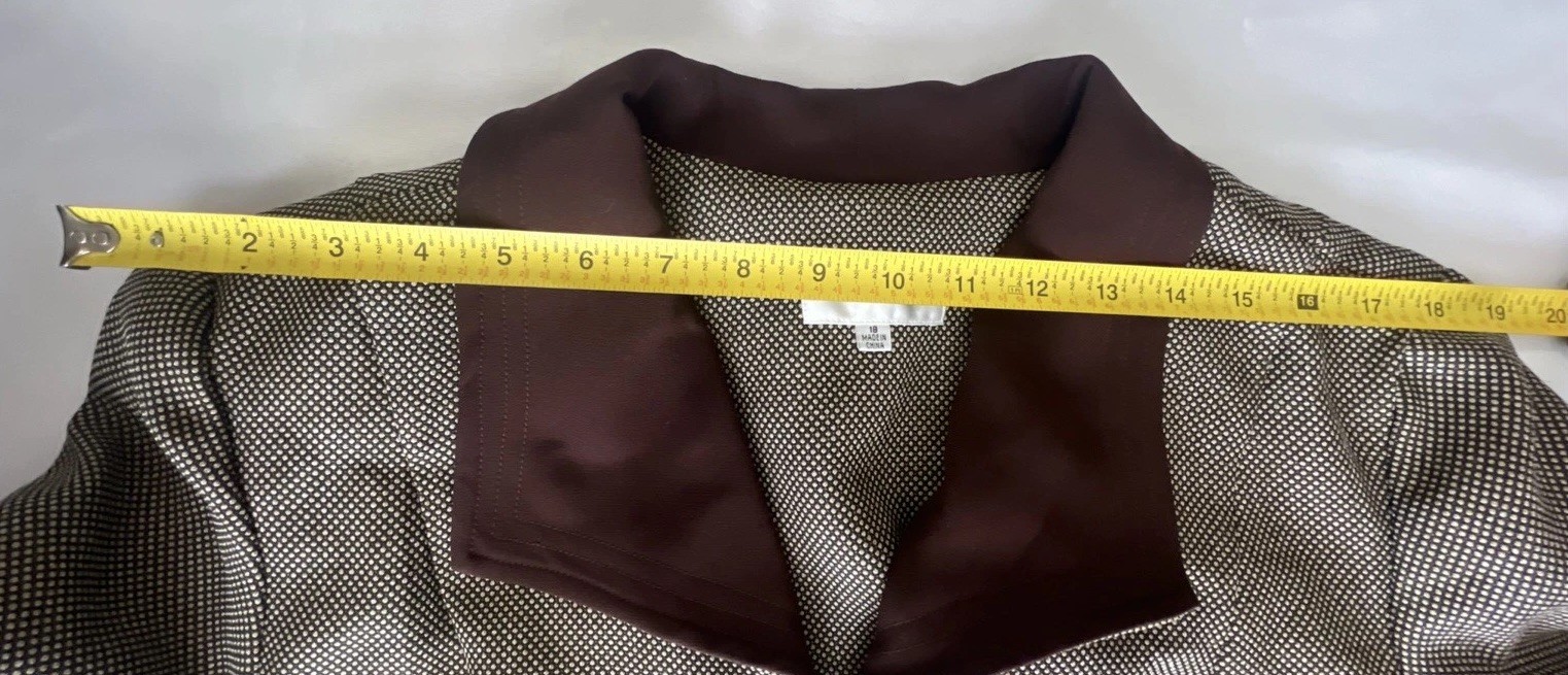 Vtg Studio I Brown Jacket Women’s Plus Sz 18 Zip Front Collared Textured Blazer