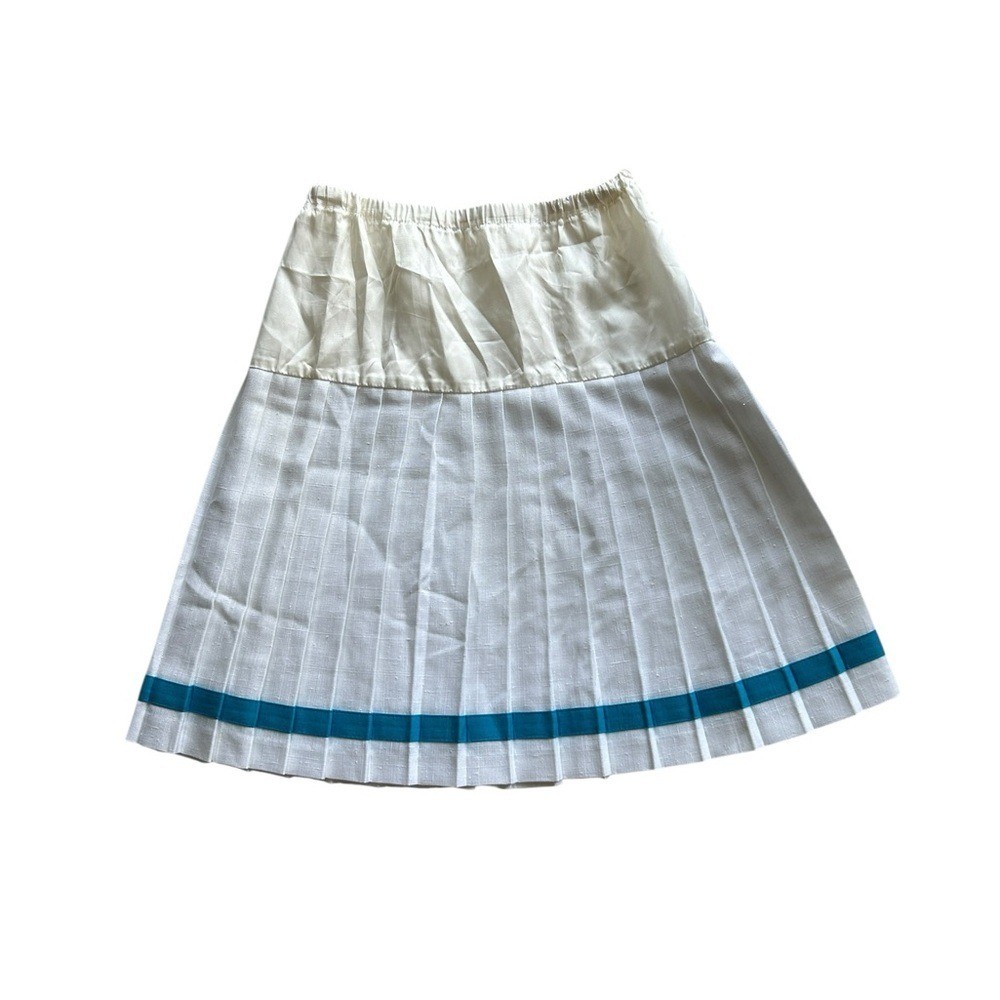 Preppy Tennis Cottage Fitness Vintage 90s White & Blue Pleated Comfy Cheer Skirt