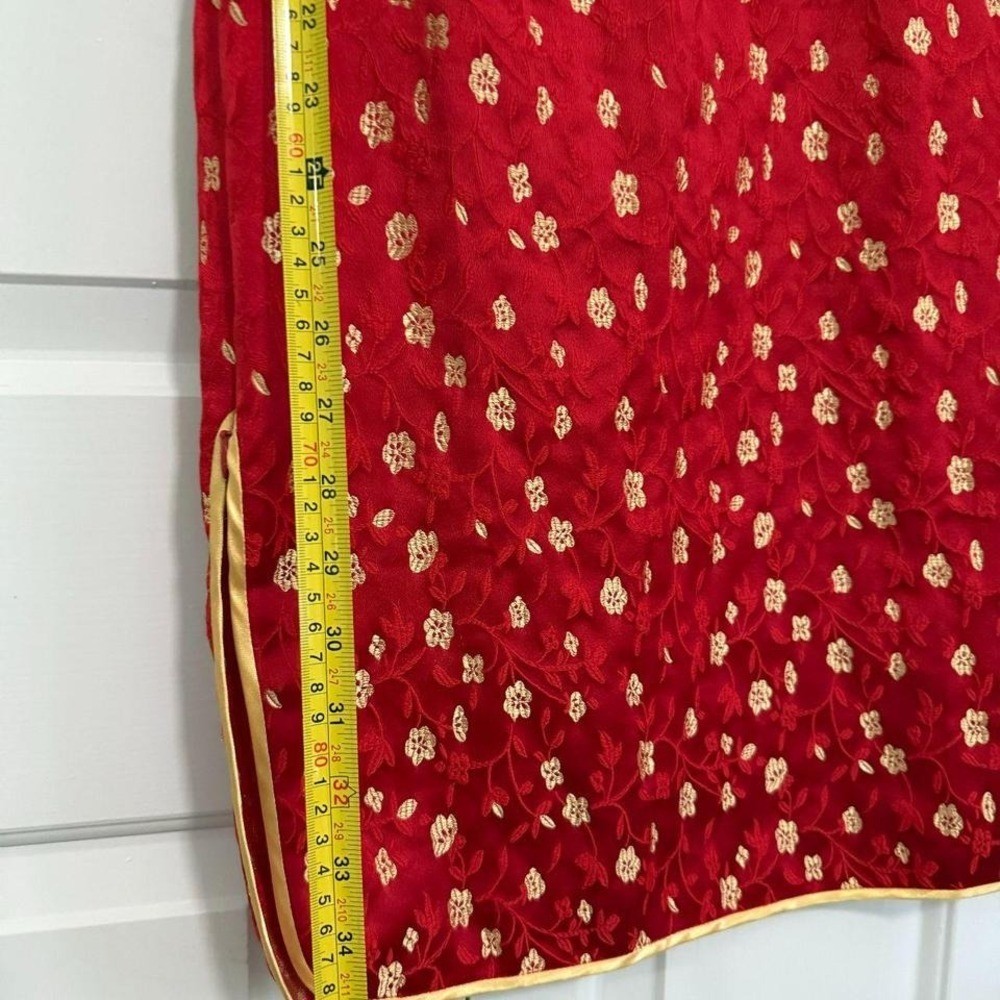 Women’s Red and Yellow Asian Design Dress Y2K Vintage Sz Medium