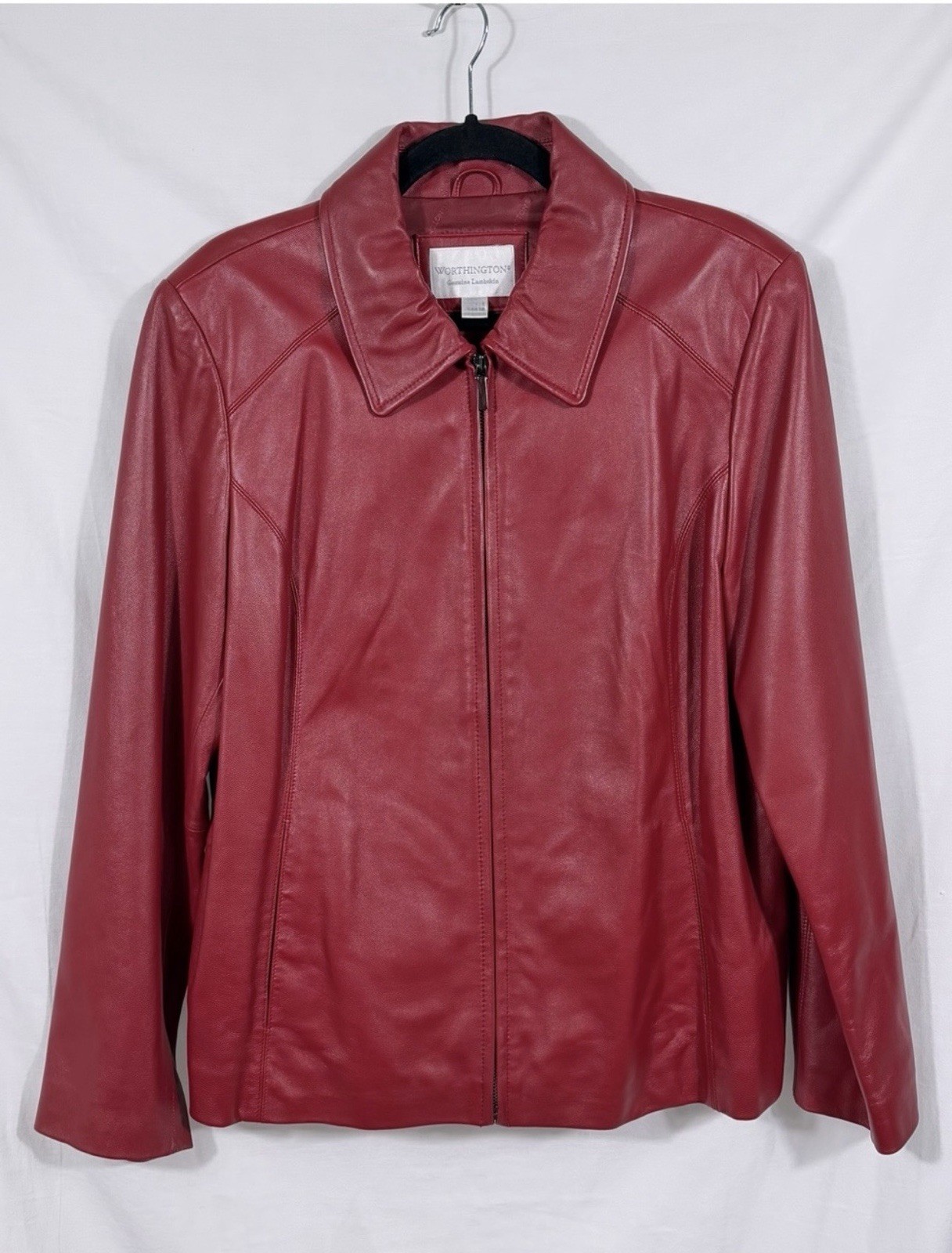 Worthington Vintage Red Genuine Leather Jacket Size Small EUC