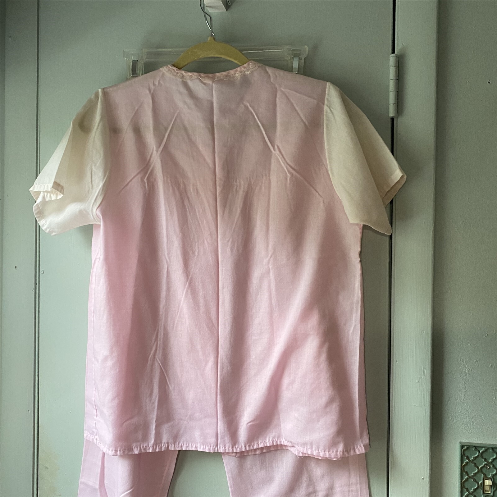 Vintage Katz Pajamas Womens Pink Cotton Blend PJ’s Ruffle 2 Piece