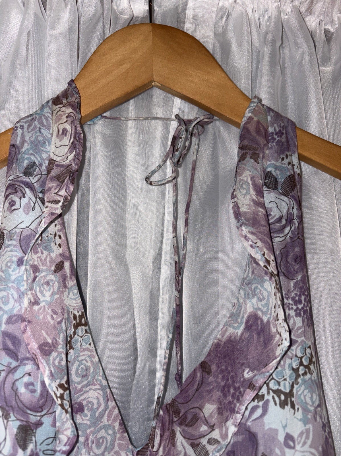 Vintage Y2K 90s Purple 100% Silk Ruffled Halter Dress Sangria Sz 10 Day Evening