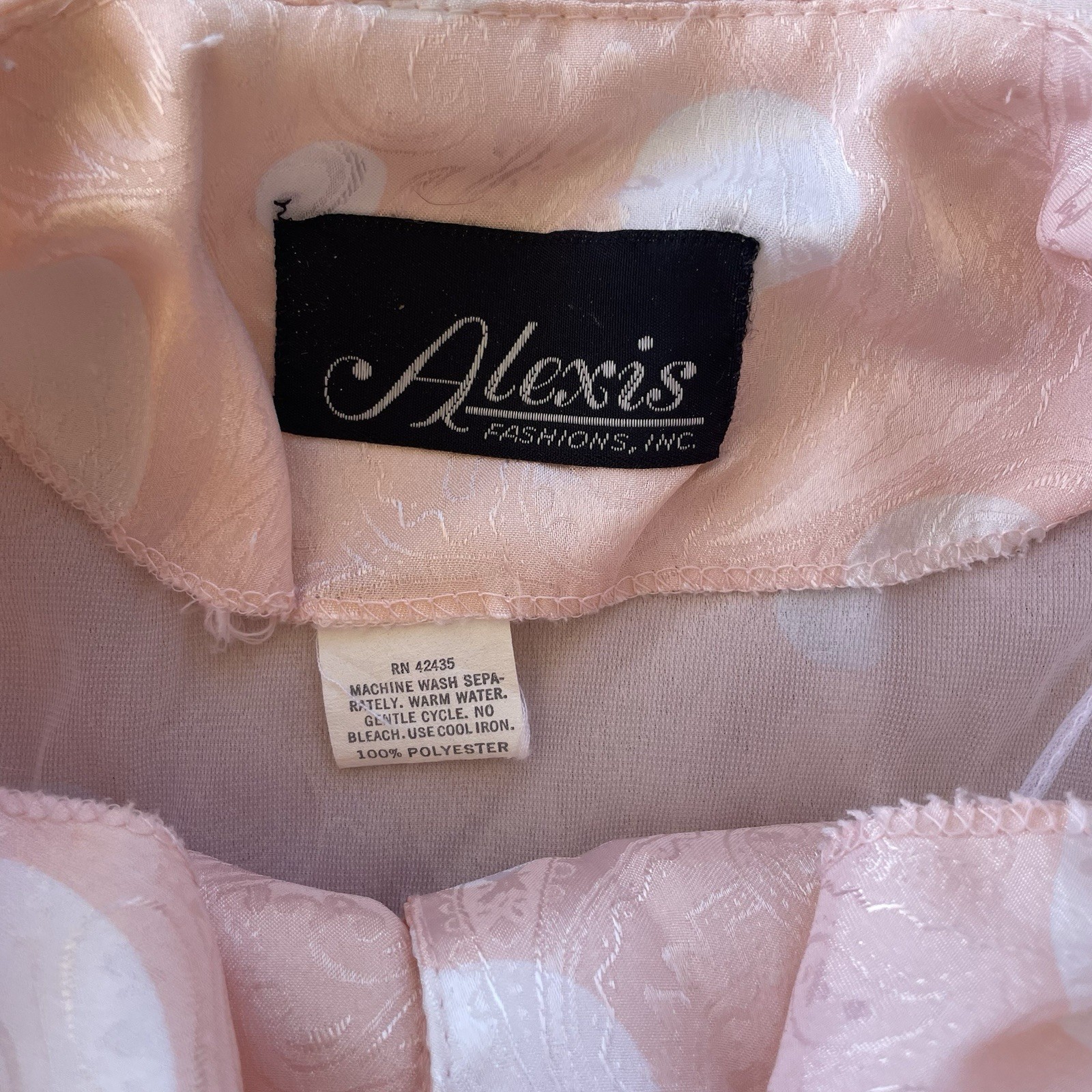 Vintage 1980s Alexis Fashion Inc Pink White Polka Dot Secretarial Dress Size S