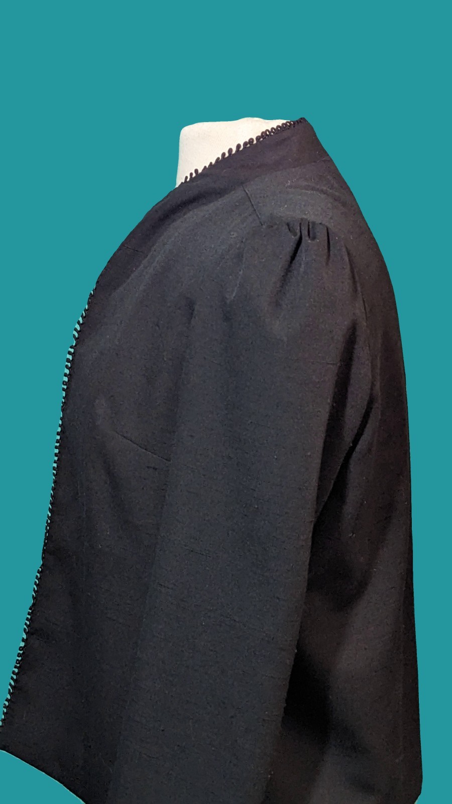 Glen Echo Sportswear Vintage Black Open Front Blazer Size M Preowned