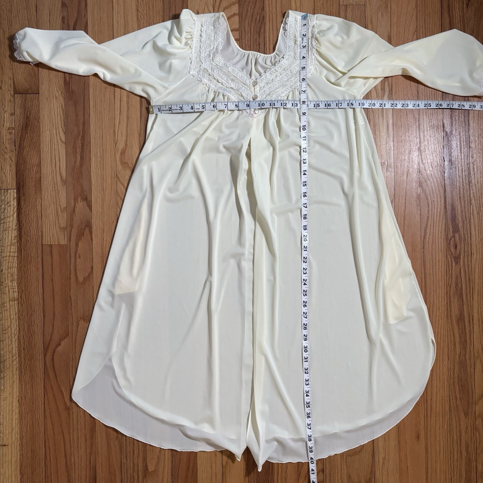 Vintage Shadowline Peignoir Set Nightgown Robe Yellow Lace Medium, Small *READ*