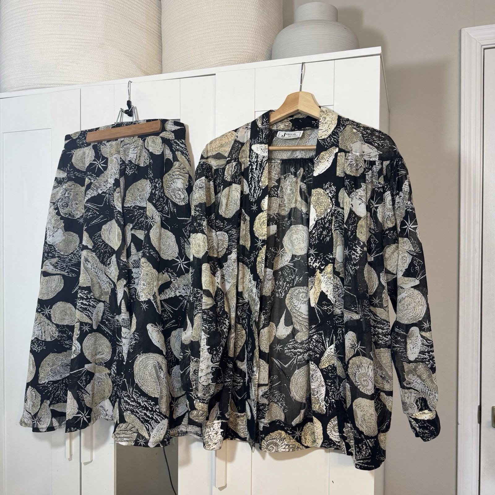 Joyce Collection JG VTG 80s 90s Women’s Skirt Top Set Size L/Xl Geo Pattern USA