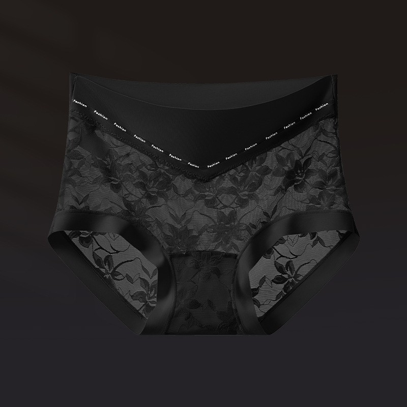 3Pack Womens French High Waist Full Brief Panties Satin Lace Trim Anti Bacterial